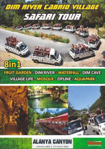 Safari en bus cabriolet à Alanya pour les familles et les enfants | Visite de la grotte de Dim et de la rivière